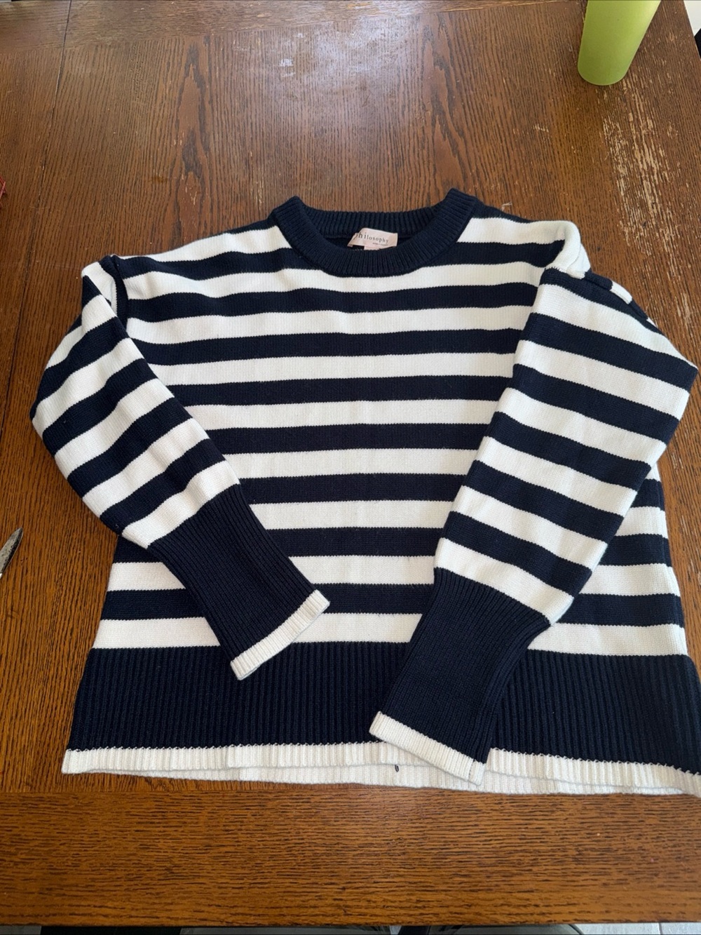 Philosophy Preppy/Nautical Navy and White Striped Sweater Size L